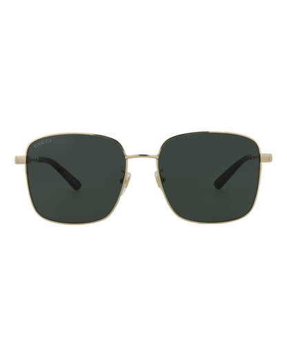 Gucci Womens Square/Rectangle Gold Gold Green Fashion Designer Eyewear