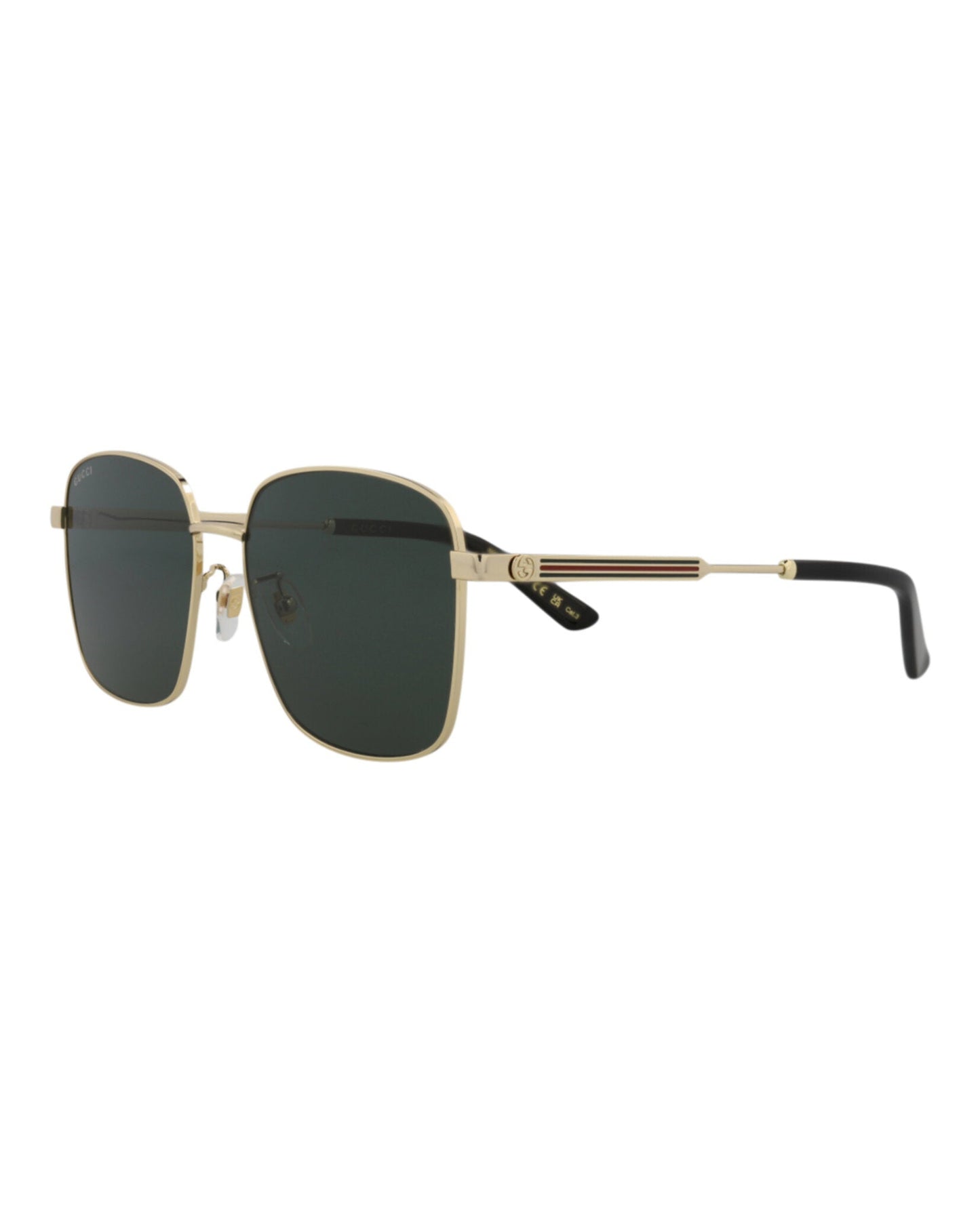 Gucci Womens Square/Rectangle Gold Gold Green Fashion Designer Eyewear