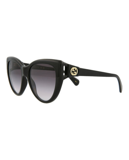 Gucci Womens Cat Eye Black Black Grey Fashion Designer Eyewear
