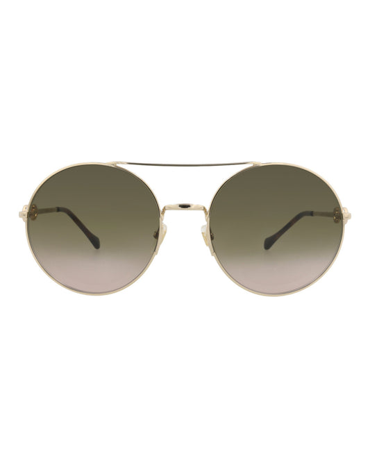 Gucci Womens Round/Oval Gold Gold Brown Fashion Designer Eyewear