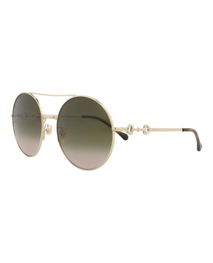 Gucci Womens Round/Oval Gold Gold Brown Fashion Designer Eyewear