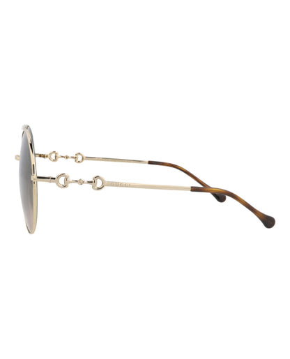 Gucci Womens Round/Oval Gold Gold Brown Fashion Designer Eyewear