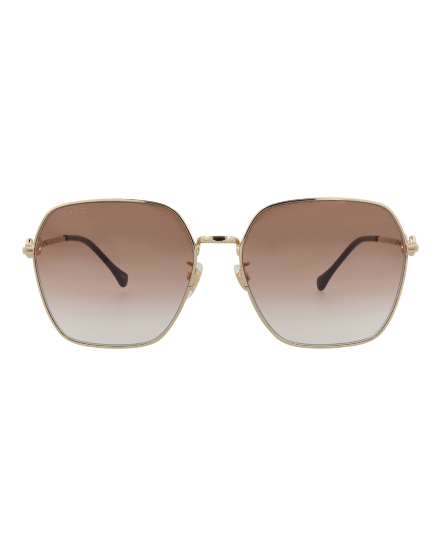 Gucci Womens Square/Rectangle Gold Gold Brown Fashion Designer Eyewear