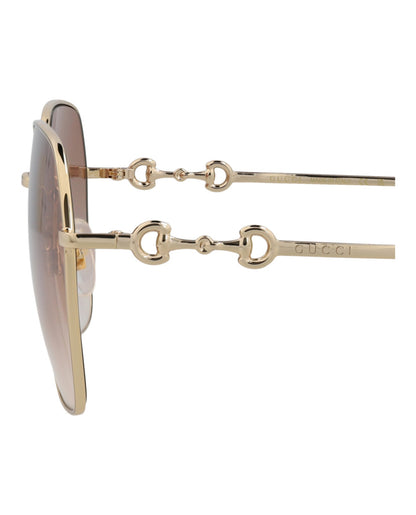 Gucci Womens Square/Rectangle Gold Gold Brown Fashion Designer Eyewear