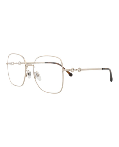 Gucci Womens Square/Rectangle Gold Gold Transparent Fashion Designer Eyewear