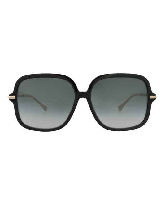 Gucci Womens Square/Rectangle Black Gold Grey Fashion Designer Eyewear
