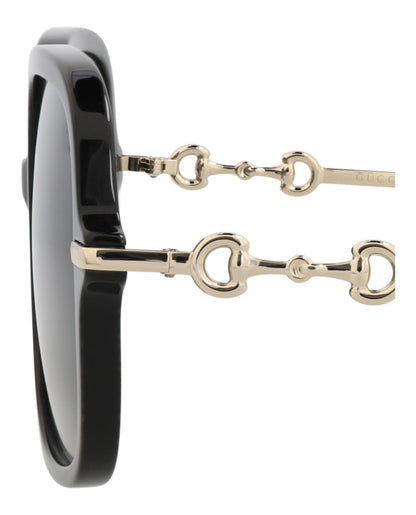 Gucci Womens Square/Rectangle Black Gold Grey Fashion Designer Eyewear