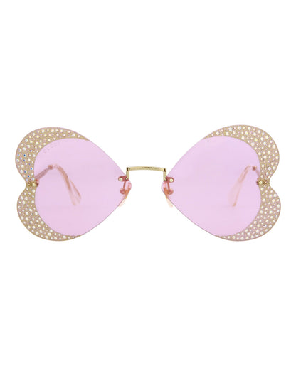 Gucci Womens Cat Eye Gold Gold Pink Fashion Designer Eyewear Gold Gold Pink