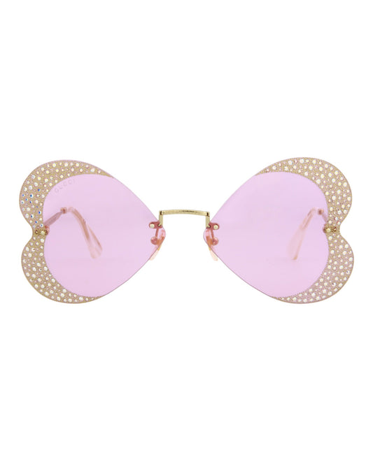 Gucci Womens Cat Eye Gold Gold Pink Fashion Designer Eyewear Gold Gold Pink