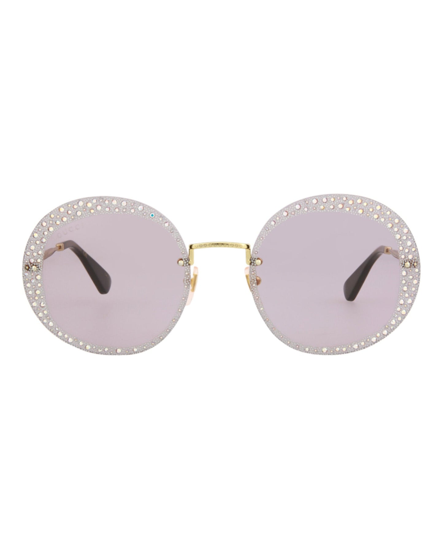 Gucci Womens Round/Oval Gold Gold Violet Fashion Designer Eyewear Gold Gold Violet