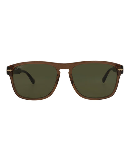 Gucci Mens Square/Rectangle Brown Brown Green Fashion Designer Eyewear