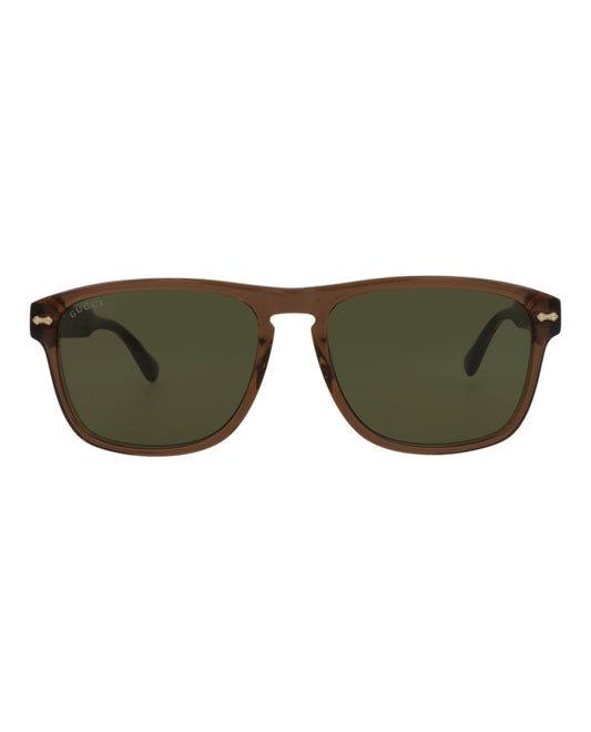 Gucci Mens Square/Rectangle Brown Brown Green Fashion Designer Eyewear