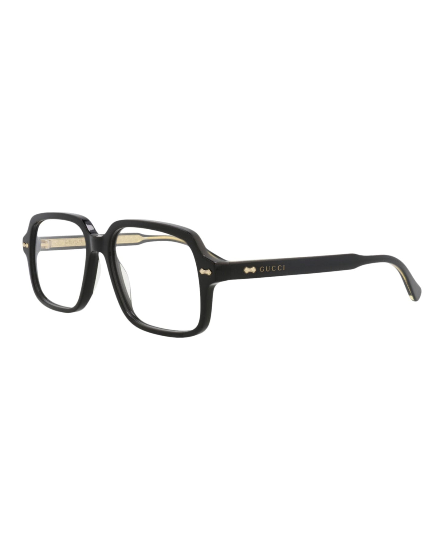 Gucci Mens Square/Rectangle Black Black Transparent Fashion Designer Eyewear