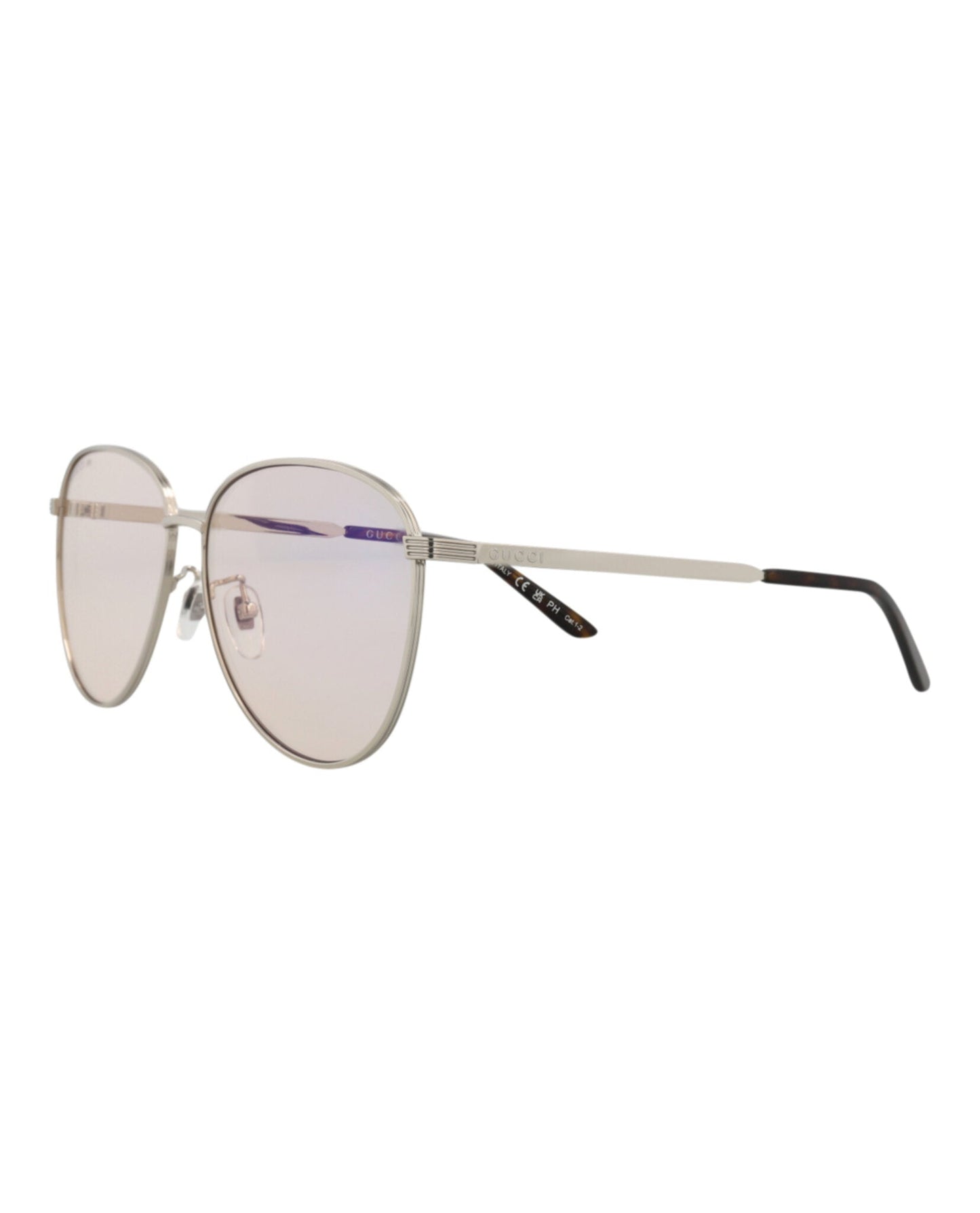 Gucci Unisex Aviator Silver Silver Yellow Fashion Designer Eyewear
