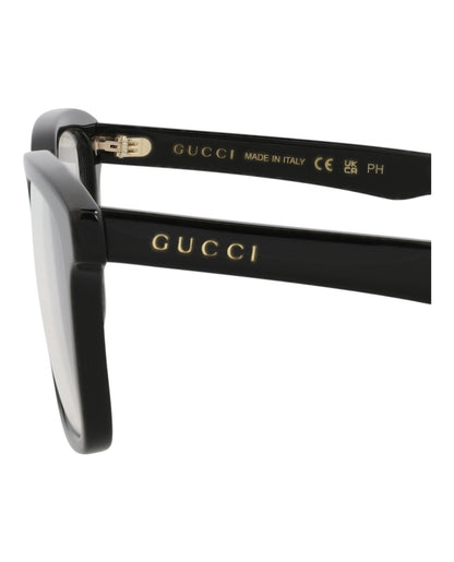Gucci Mens Square/Rectangle Black Black Transparent Fashion Designer Eyewear