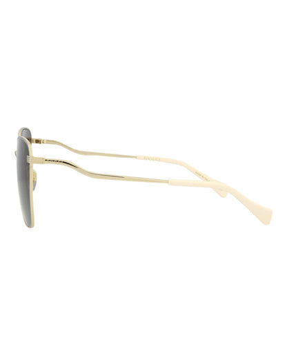 Gucci Womens Square/Rectangle Gold Gold Grey Fashion Designer Eyewear