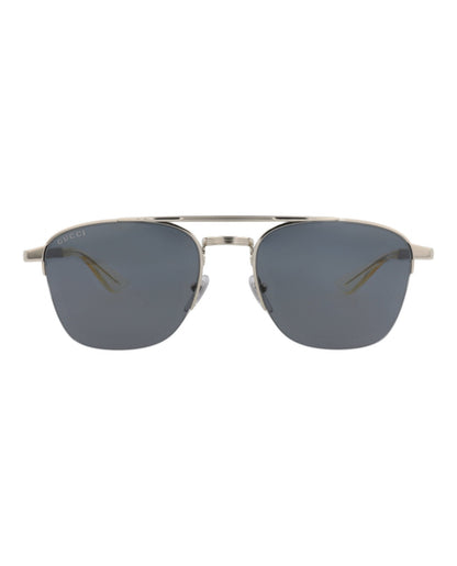 Gucci Mens Aviator Silver Silver Grey Fashion Designer Eyewear