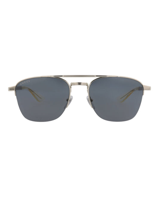Gucci Mens Aviator Silver Silver Grey Fashion Designer Eyewear