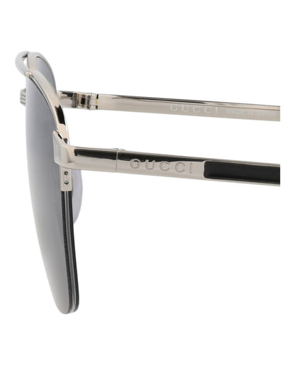 Gucci Mens Aviator Silver Silver Grey Fashion Designer Eyewear