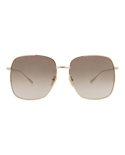 Gucci Womens Square/Rectangle Gold Gold Brown Fashion Designer Eyewear