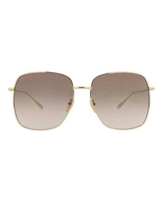 Gucci Womens Square/Rectangle Gold Gold Brown Fashion Designer Eyewear