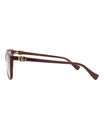 Gucci Womens Square/Rectangle Burgundy Burgundy Transparent Fashion Designer Eyewear
