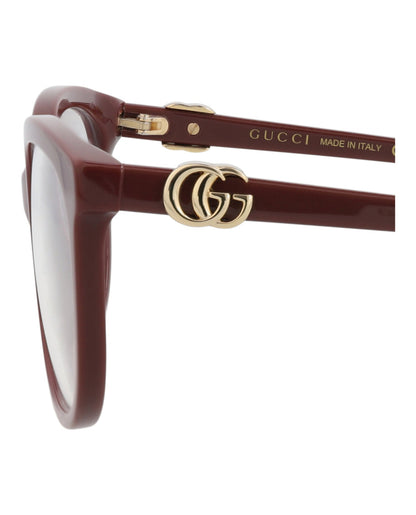 Gucci Womens Square/Rectangle Burgundy Burgundy Transparent Fashion Designer Eyewear