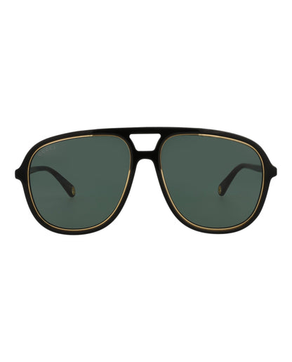 Gucci Womens Aviator Black Black Green Fashion Designer Eyewear