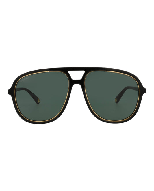 Gucci Womens Aviator Black Black Green Fashion Designer Eyewear