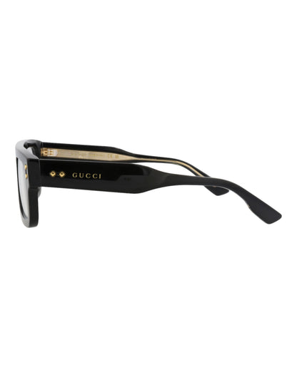 Gucci Mens Square/Rectangle Black Black Transparent Fashion Designer Eyewear
