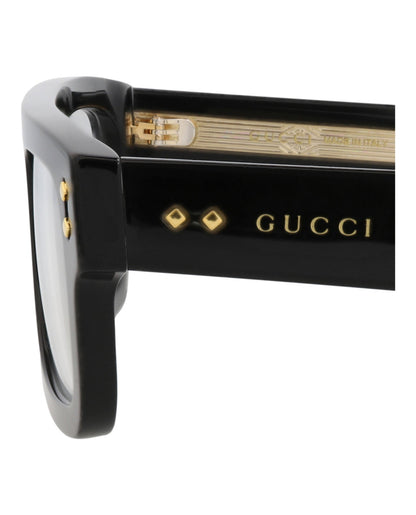 Gucci Mens Square/Rectangle Black Black Transparent Fashion Designer Eyewear