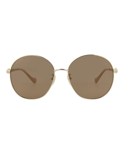 Gucci Womens Round/Oval Gold Gold Brown Fashion Designer Eyewear