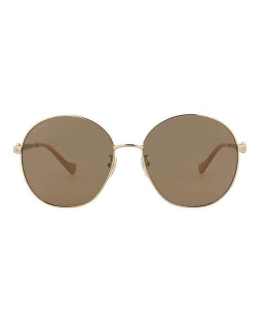 Gucci Womens Round/Oval Gold Gold Brown Fashion Designer Eyewear