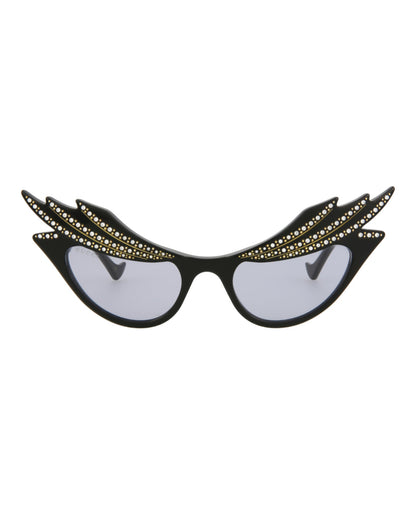 Gucci Womens Cat Eye Black Black Violet Fashion Designer Eyewear Black Black Violet