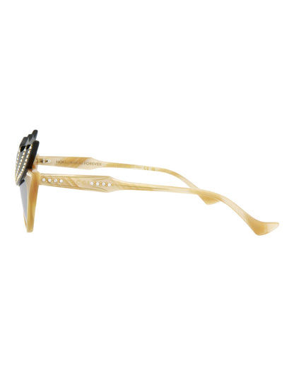 Gucci Womens Cat Eye Beige Beige Silver Fashion Designer Eyewear