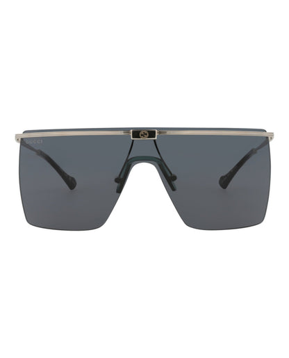 Gucci Mens Shield/Wrap Silver Silver Grey Fashion Designer Eyewear