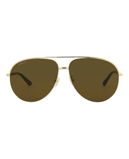 Gucci Mens Aviator Gold Gold Brown Fashion Designer Eyewear