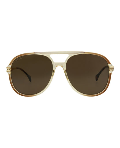 Gucci Mens Aviator Brown Gold Brown Fashion Designer Eyewear
