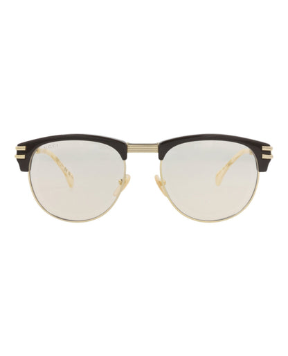 Gucci Mens Square/Rectangle Brown Gold Yellow Fashion Designer Eyewear