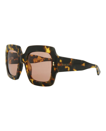 Gucci Womens Square/Rectangle Havana Havana Red Fashion Designer Eyewear