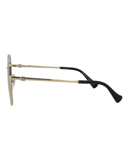Gucci Womens Square/Rectangle Gold Gold Grey Fashion Designer Eyewear