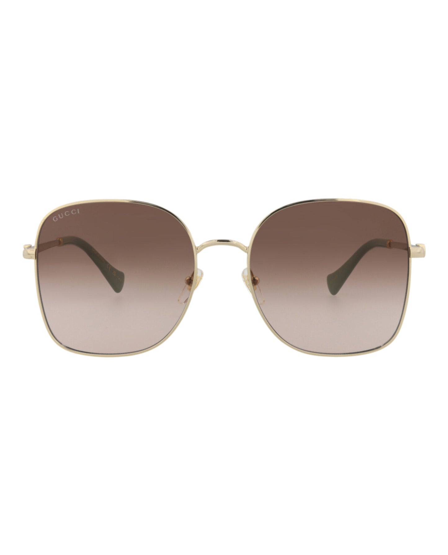 Gucci Womens Square/Rectangle Gold Gold Brown Fashion Designer Eyewear