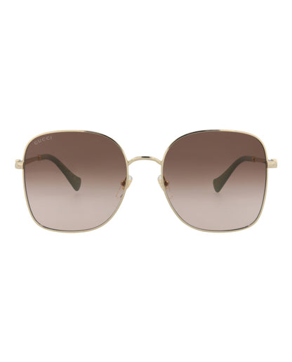 Gucci Womens Square/Rectangle Gold Gold Brown Fashion Designer Eyewear