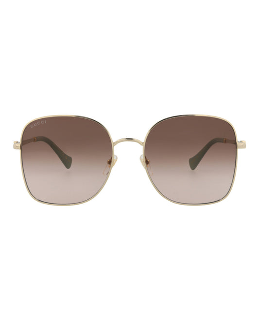 Gucci Womens Square/Rectangle Gold Gold Brown Fashion Designer Eyewear