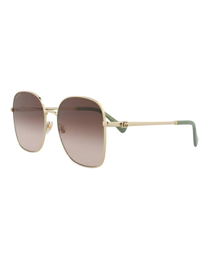 Gucci Womens Square/Rectangle Gold Gold Brown Fashion Designer Eyewear