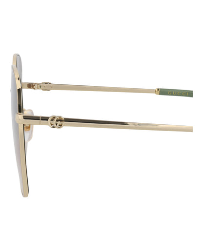 Gucci Womens Square/Rectangle Gold Gold Brown Fashion Designer Eyewear