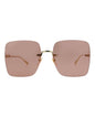 Gucci Womens Square/Rectangle Gold Gold Red Fashion Designer Eyewear
