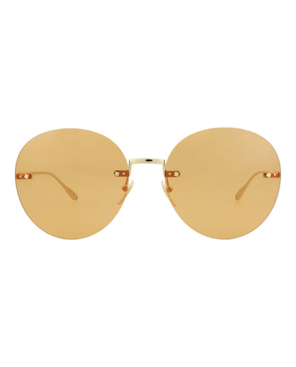Gucci Womens Round/Oval Gold Gold Orange Fashion Designer Eyewear Gold Gold Orange