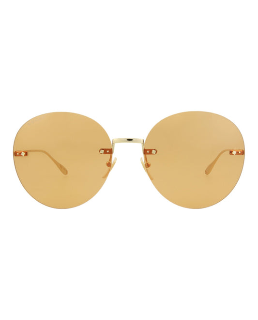 Gucci Womens Round/Oval Gold Gold Orange Fashion Designer Eyewear Gold Gold Orange