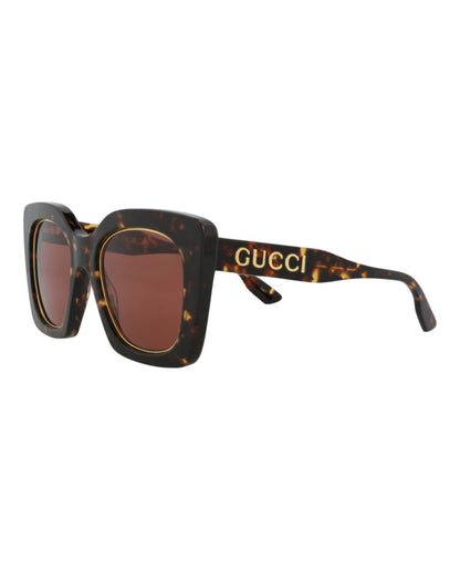Gucci Womens Square/Rectangle Havana Havana Brown Fashion Designer Eyewear